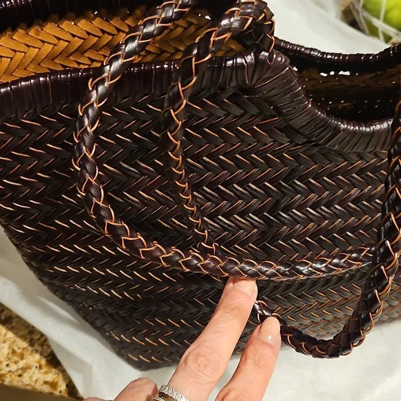 Nwt Split Leather Woven Bag - Picture 4 of 11